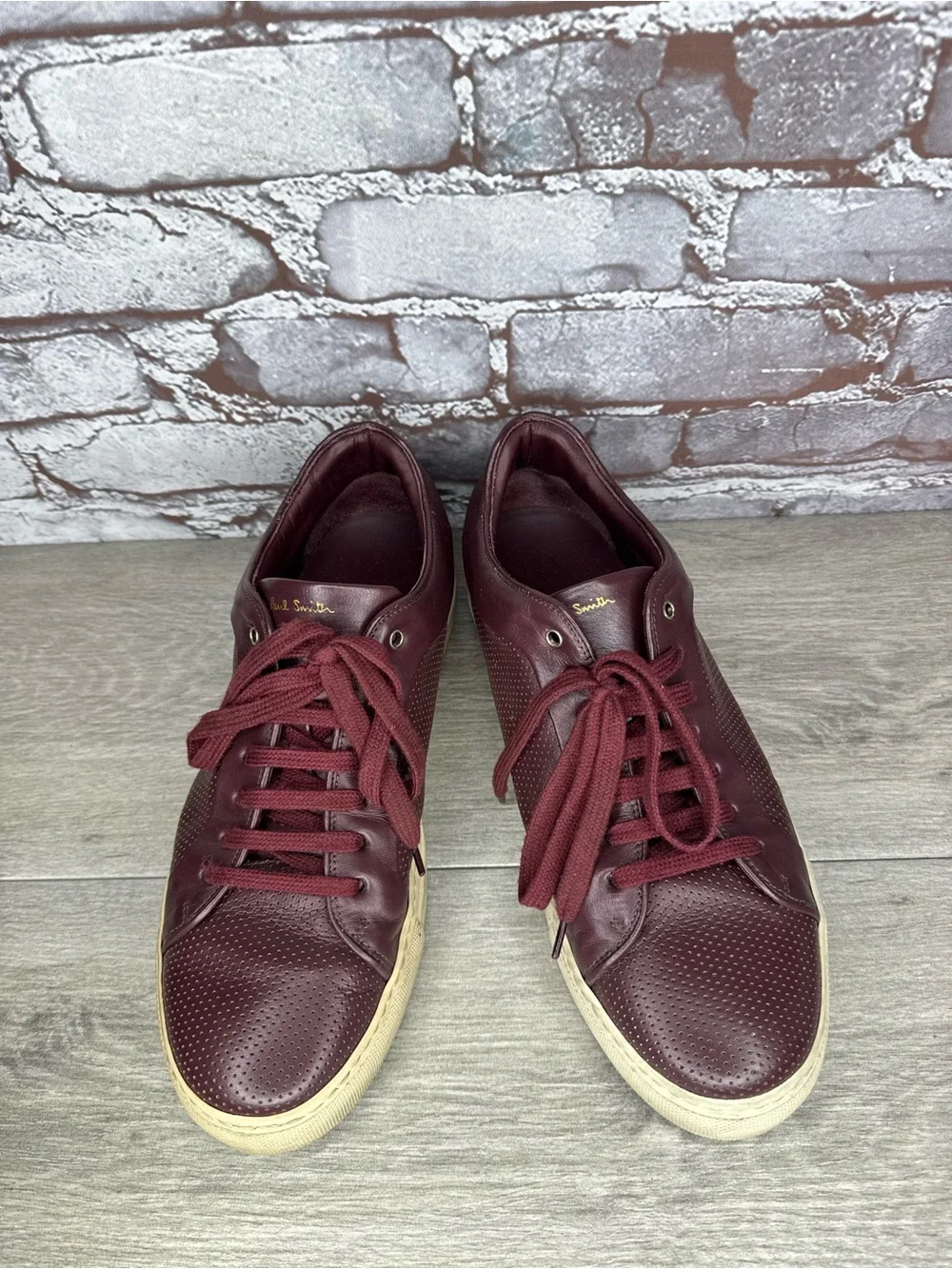 Paul Smith Basso Bordo Burgundy Embossed Leather Low Top Sneakers men sz 41EU/8M